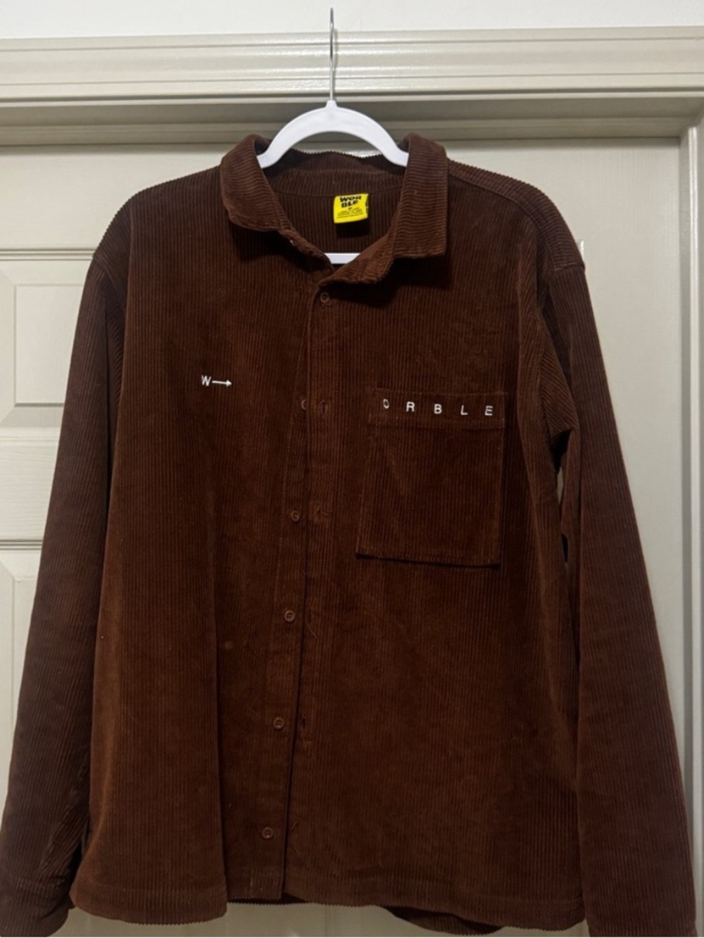 Corduroy Button-Up Shirt Jacket in Rich Brown